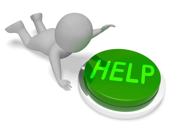 Botão de ajuda significa aconselhamento on-line 3d renderização — Fotografia de Stock