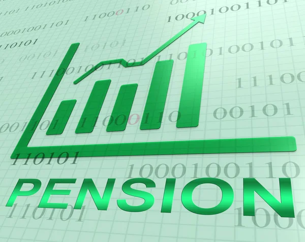 Pension wykres pokazuje wzrost emerytury pieniądze renderowania 3d — Zdjęcie stockowe