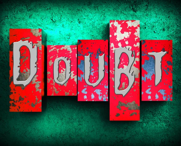 Doubt Word Shows Melancholy Fatalistic 3d Illustration — Stock Photo, Image