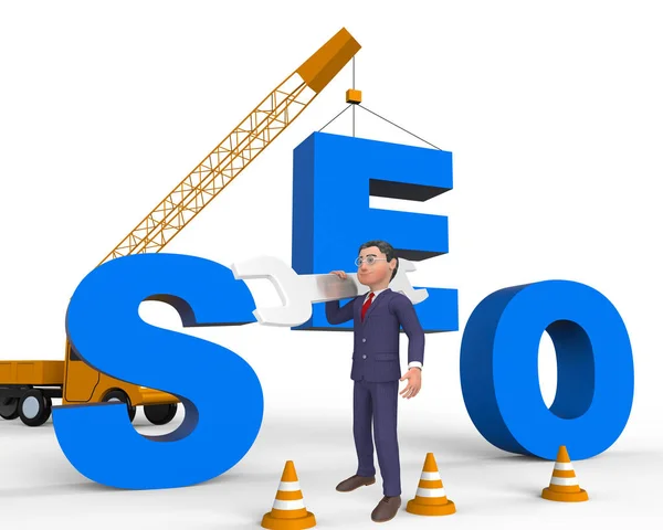 Build Seo Meaning Search Engine 3d Rendering — Stock Photo, Image