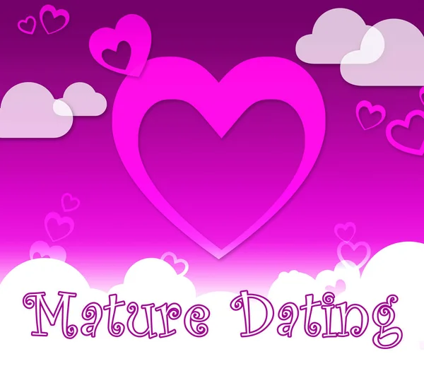 Reife Dating steht für Liebste Beziehung und Herzen — Stockfoto