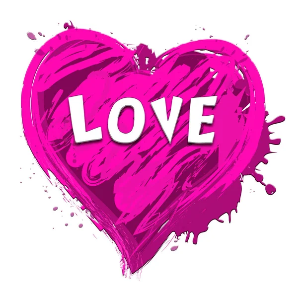 Liefde hart met Valentijn romantiek 3d illustratie — Stockfoto
