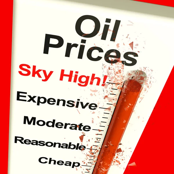 Precios del petróleo Alto monitor que muestra combustible caro 3d renderizado — Foto de Stock