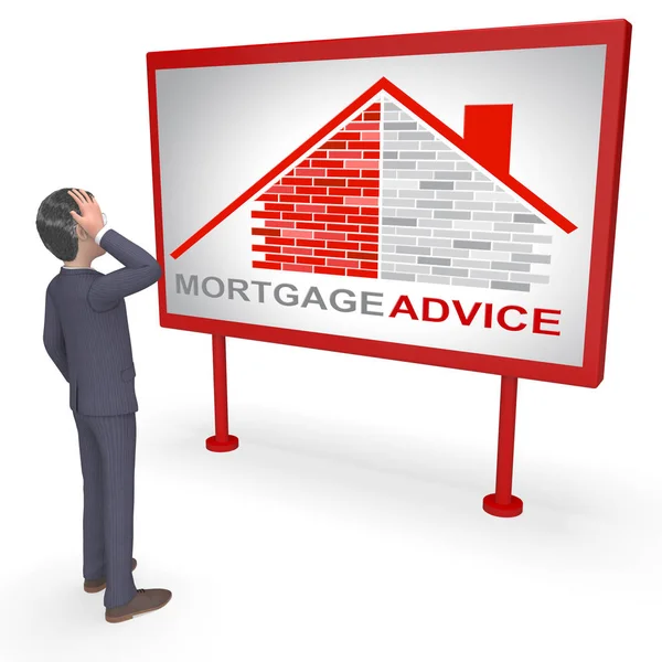 Asesoramiento Hipotecario Significa Finanzas para el Hogar 3d Rendering — Foto de Stock