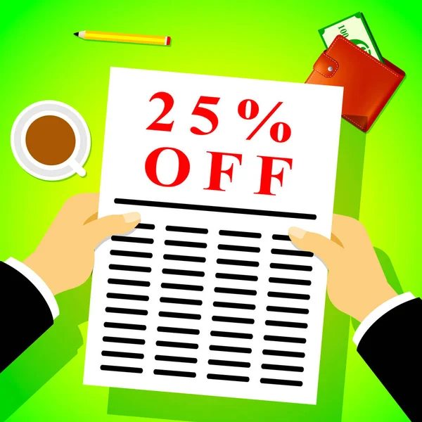 Twenty Five Percent Off Shows 25% Discount 3d Illustration — Stock Photo, Image