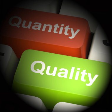 Kalite ve miktar bilgisayar tuşları 3d render