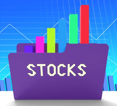 Hisse yatırımları gösterilen dosya grafik 3d render