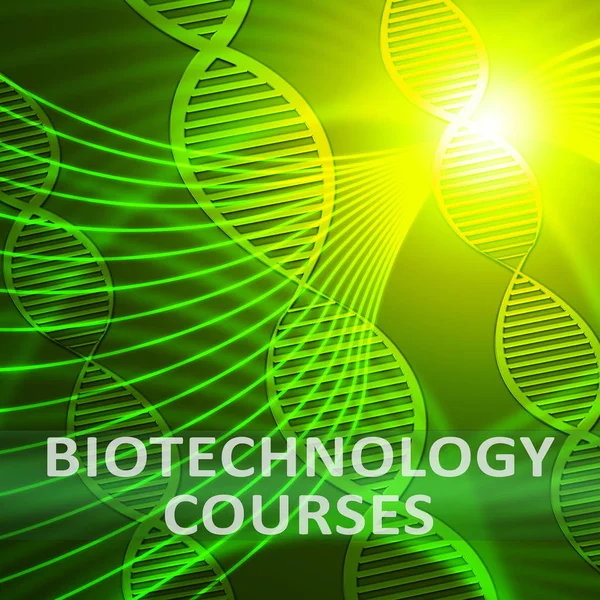 Kursy biotechnologii, co oznacza Biotech badanie 3d ilustracja — Zdjęcie stockowe