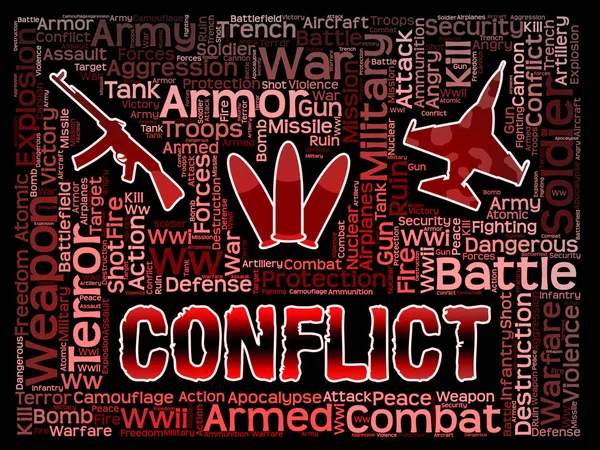 Słowa konflikt działań wojskowych i bitew. — Zdjęcie stockowe