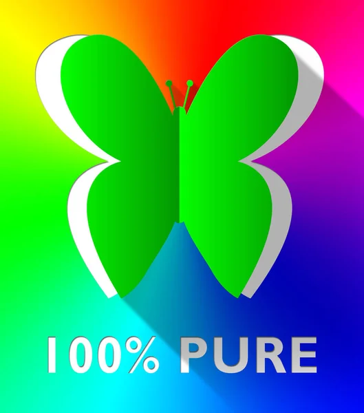 Hundred Percent Pure Butterfly Shows Healthful 3d Illustration — Stock Photo, Image