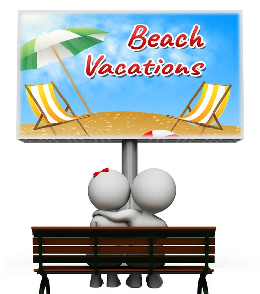 Stranden semester betyder sommartid 3d-Rendering — Stockfoto
