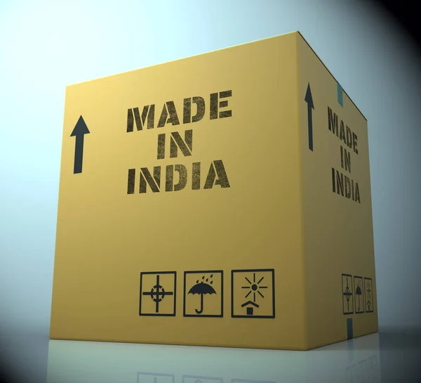 Made In India Indicating Asia Import 3d Rendering — Stock Photo, Image