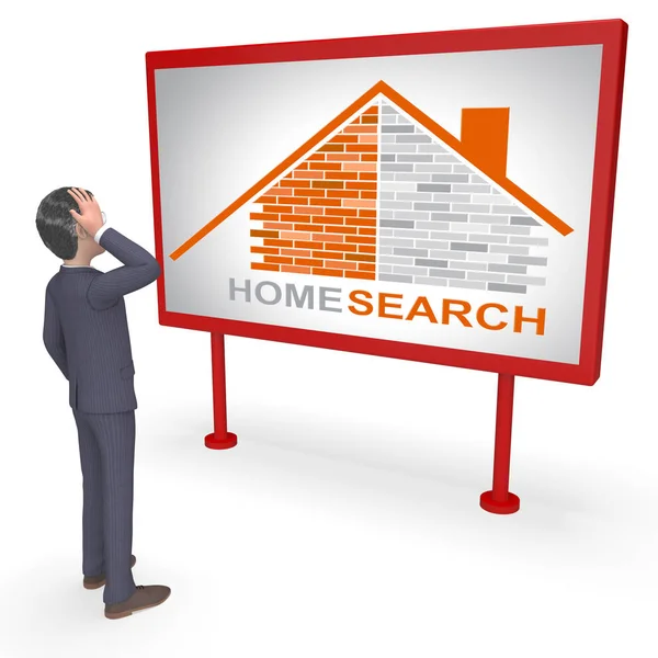 Home Search Means Gathering Data 3d Rendering — Stock Photo, Image