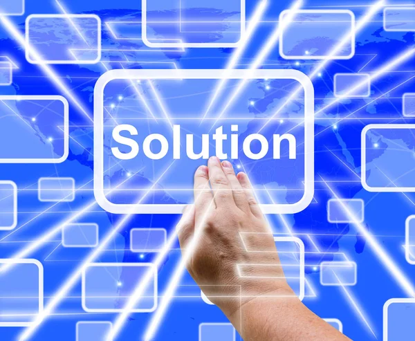 Solution Button Being Pressed Showing Success 3d Rendering — Stock Photo, Image