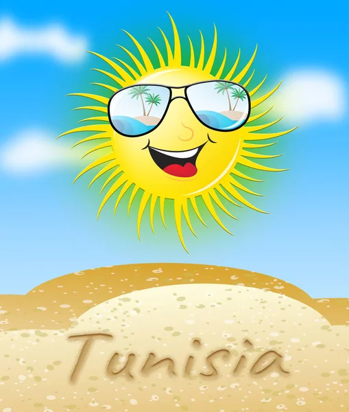 Tunus güneş güneşli 3d çizim anlam gülümseyen — Stok fotoğraf