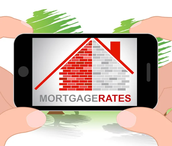 Oprocentowanie kredytów hipotecznych reprezentuje nieruchomości ilustracja 3d — Zdjęcie stockowe