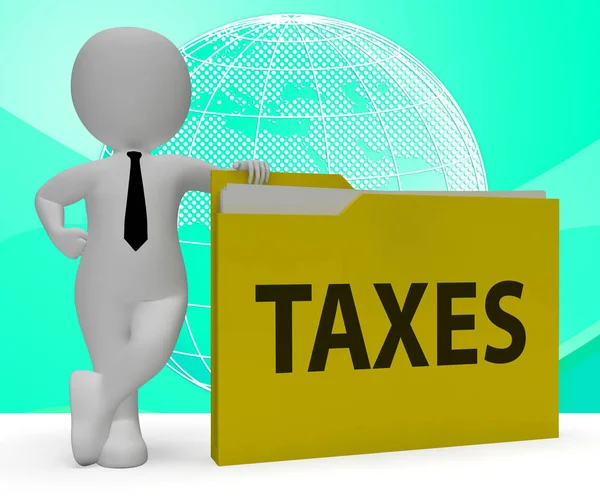 Taxes Folder Indicating Taxation Duties 3d Rendering — Stock Photo, Image