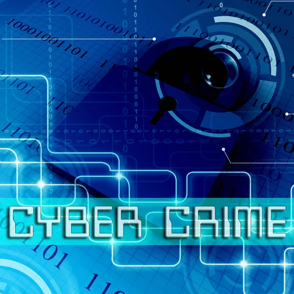 Cibercrimen Candado Muestra Delito en Internet 3d Rendering —  Fotos de Stock