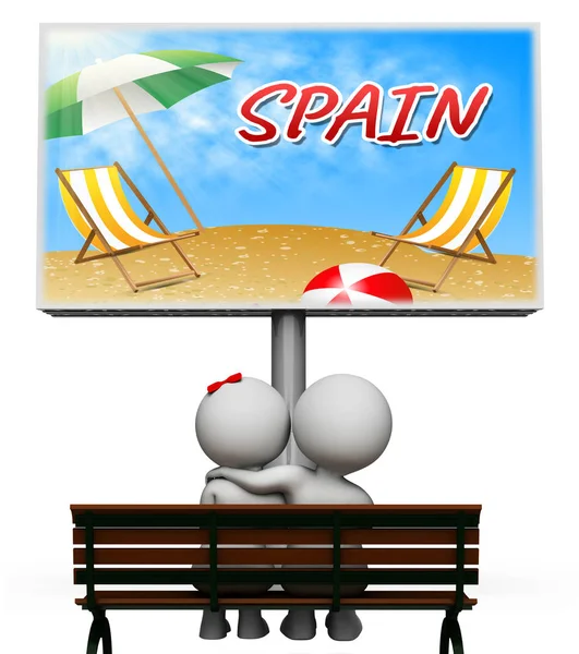 Spain Vacations Represents Hot Sunshine 3d Rendering — Stock Photo, Image