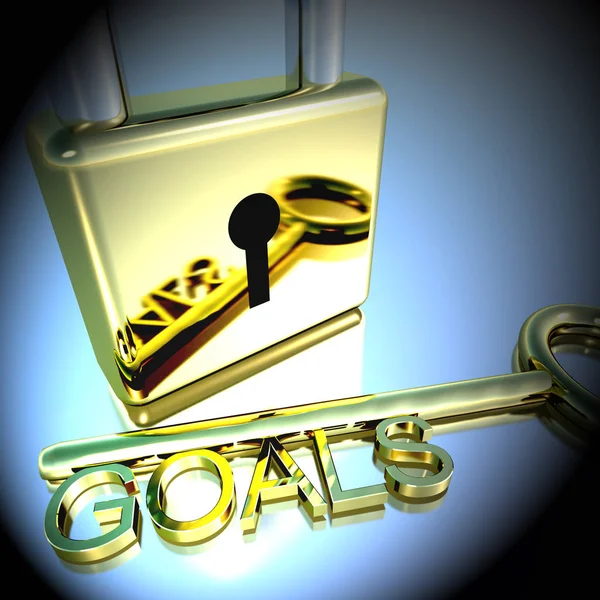 Padlock With Goals Key Showing Objectives Hope 3d Rendering — Stock Photo, Image