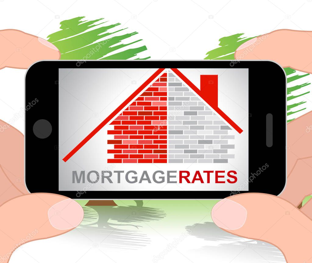 Mortgage Rates Represents Real Estate 3d Illustration