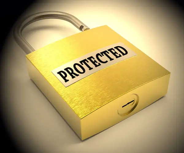Cadeado protegido mostrando restrito e seguro 3d renderização — Fotografia de Stock