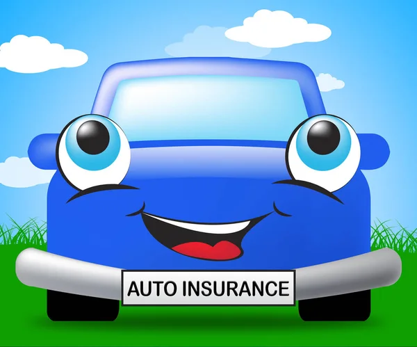 Auto Insurance Sign Representa la Política de Coche Ilustración 3d — Foto de Stock