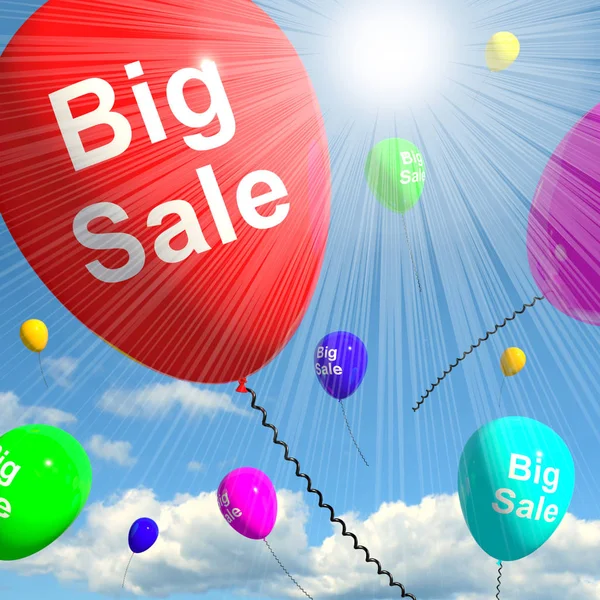 Grote verkoop ballonnen In Sky 3D-Rendering — Stockfoto