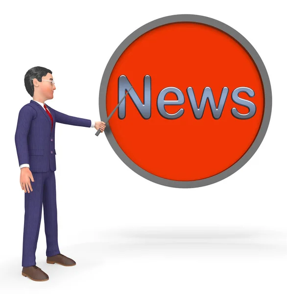 Segnaletica News Display Segnalazione Media Rendering 3d — Foto Stock