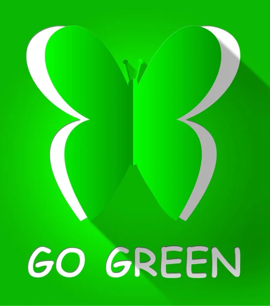 Go Green Schmetterling zeigt Ökologie 3D Illustration — Stockfoto