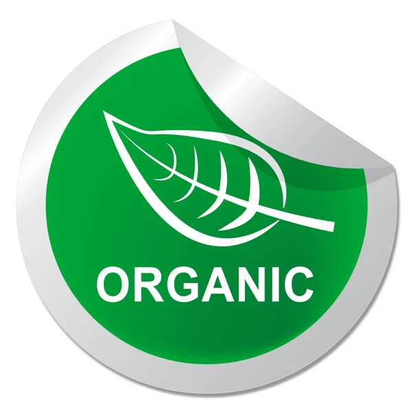 Etiqueta engomada orgánica muestra producto natural 3d ilustración —  Fotos de Stock