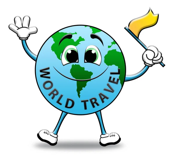 World Travel wskazując Traveller planeta 3d ilustracja — Zdjęcie stockowe