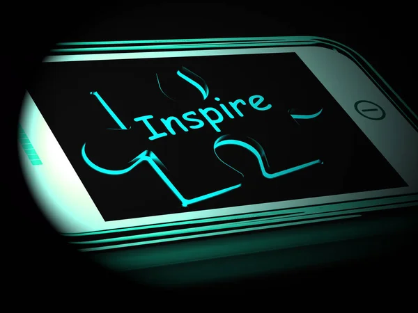 Inspire On Smartphone Showing Encouragement 3d Rendering — Stock Photo, Image