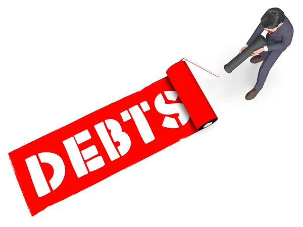 Schulden schilderen vertegenwoordigt slechte schulden 3D-Rendering — Stockfoto