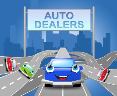 Auto Mağaza işaret anlamına gelir araba iş 3d çizim