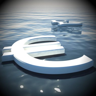 Yüzen Euro ve Pound gidiş uzakta 3d render