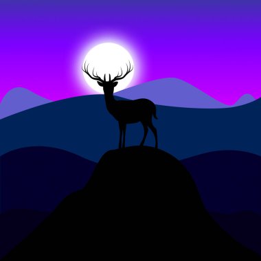 Vahşi çevre 3d gösterilen vahşi geyik illüstrasyon