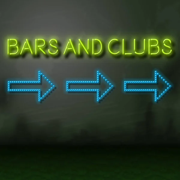 Bars And Clubs Sign Shows Nightclubs And Taverns — Stock Photo, Image