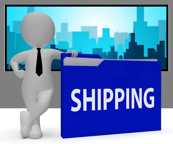 Shipping Folder Indicating Delivering Freight 3d Rendering — Stock Photo, Image