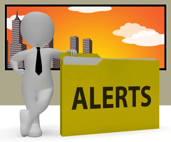 Alerts Folder 3d Rendering Shows Schedule Reminders — Stock Photo, Image