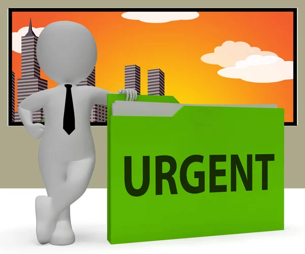 Urgent Folder Indicating Immediate Priority 3d Rendering — Stock Photo, Image