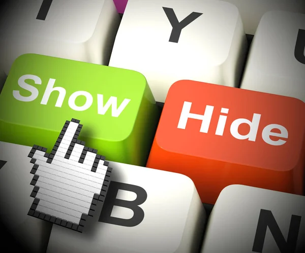 Show Hide Computer Keys Mean On Display 3d Rendering — Stock Photo, Image