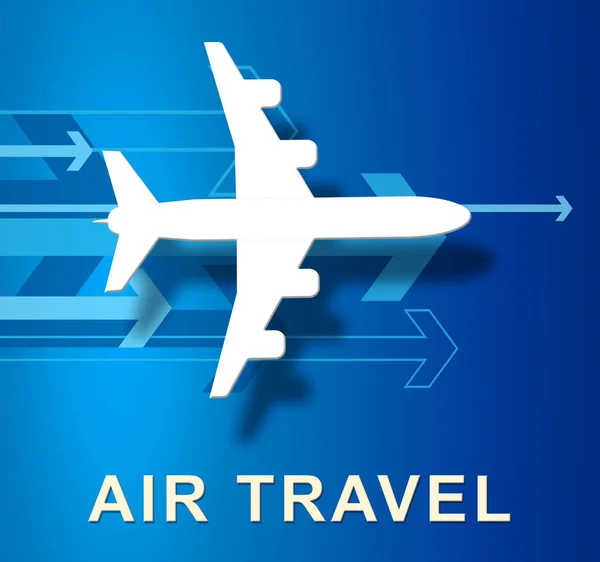 Hava yolculuğu temsil eden uçak mesaj 3d çizim — Stok fotoğraf
