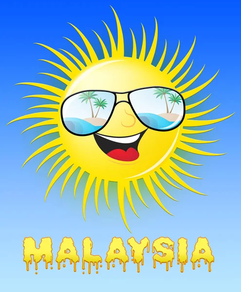 Malaysia Sun Smiling Means Sunny 3d Illustration — Stock Photo, Image