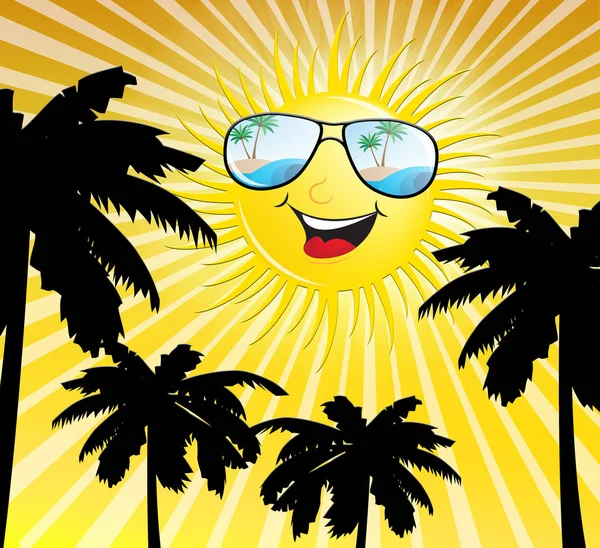 Sorrindo sol mostra tempo quente 3d ilustração — Fotografia de Stock