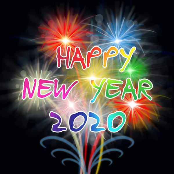 Happy New Year 2020 Fireworks Shows Pyrotechnics Celebration — Stock Photo, Image