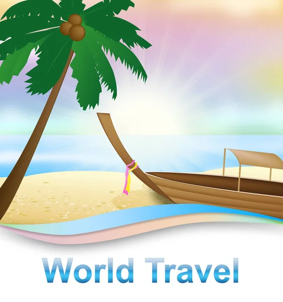 Weltreise zeigt Strandreisenden 3d Illustration — Stockfoto
