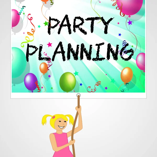 Planificación de fiestas Indica Globo Organizar Ilustración 3d — Foto de Stock