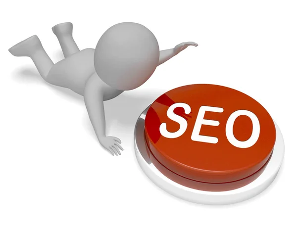 Seo Button Means Search Engine Optimization 3d Rendering — Stock Photo, Image