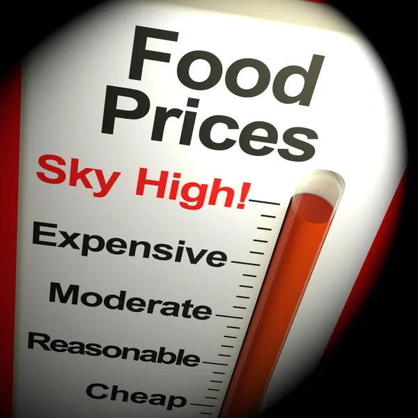 Food Prices High Monitor Showing Expensive Grocery 3d Rendering — Stock Photo, Image